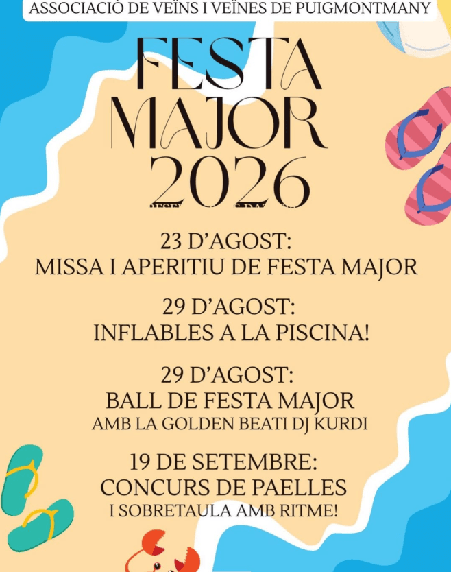 La Fiesta Mayor de Puigmontmany 2026 se celebrará en el Club Esportiu Can Rafel